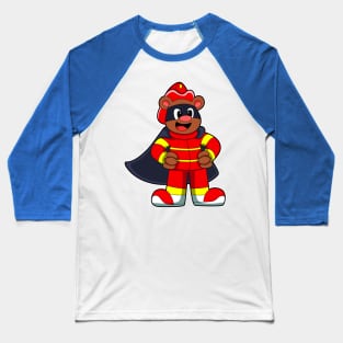 Bear as Firefighter with Mask Baseball T-Shirt